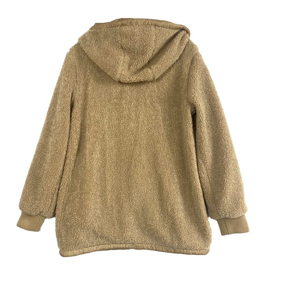 1 Madison Expedition Teddy Jacket Coat Women’s Medium Hooded Full Zip Tan - Picture 2 of 12